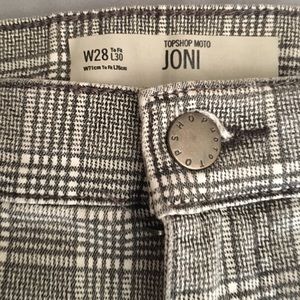 NWOT Topshop Joni Moto Skinny Pants Grey Plaid